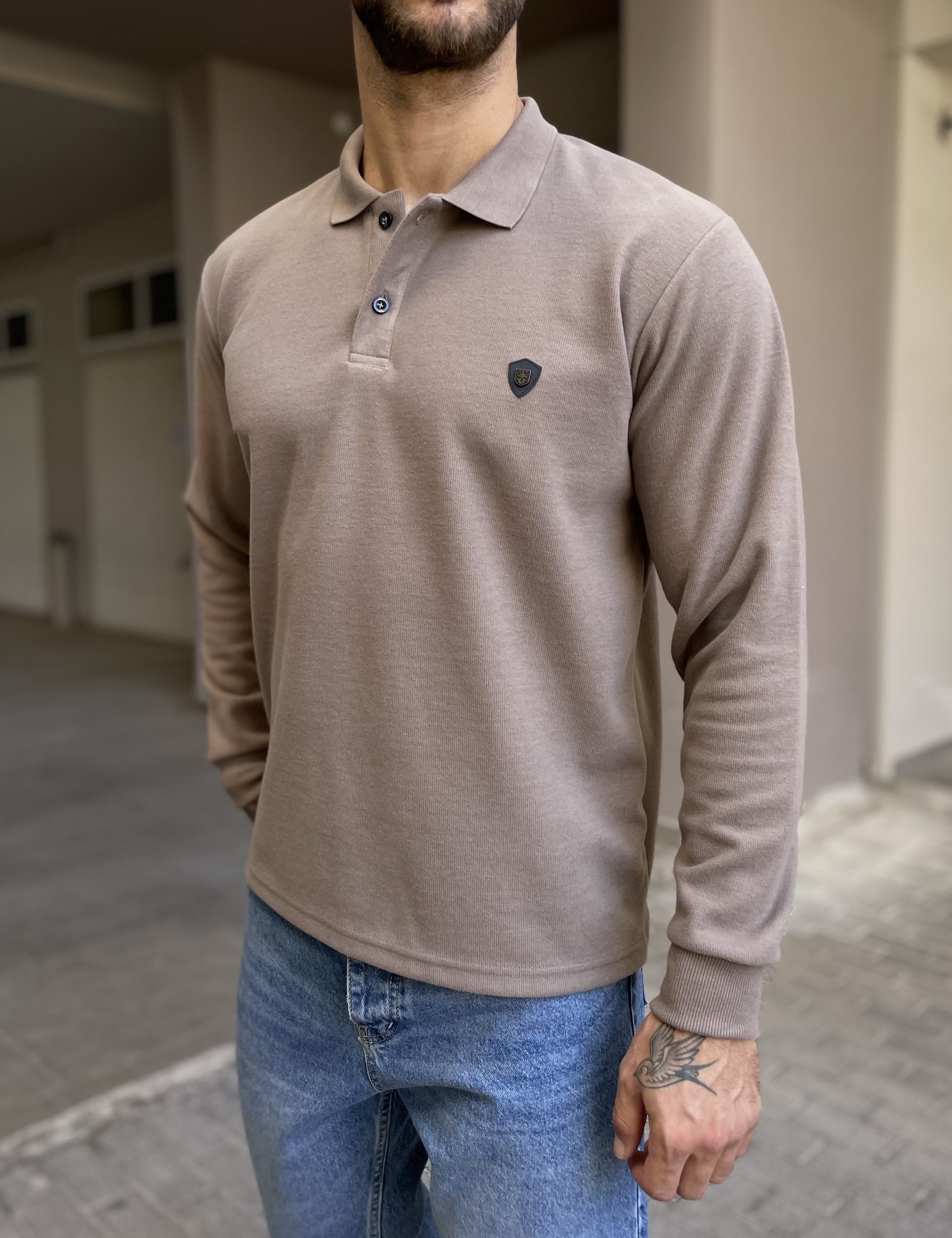 Everbest Ανδρική πούρο Polo μακρυμάνικη μπλούζα Plus size 261032P φωτογραφία